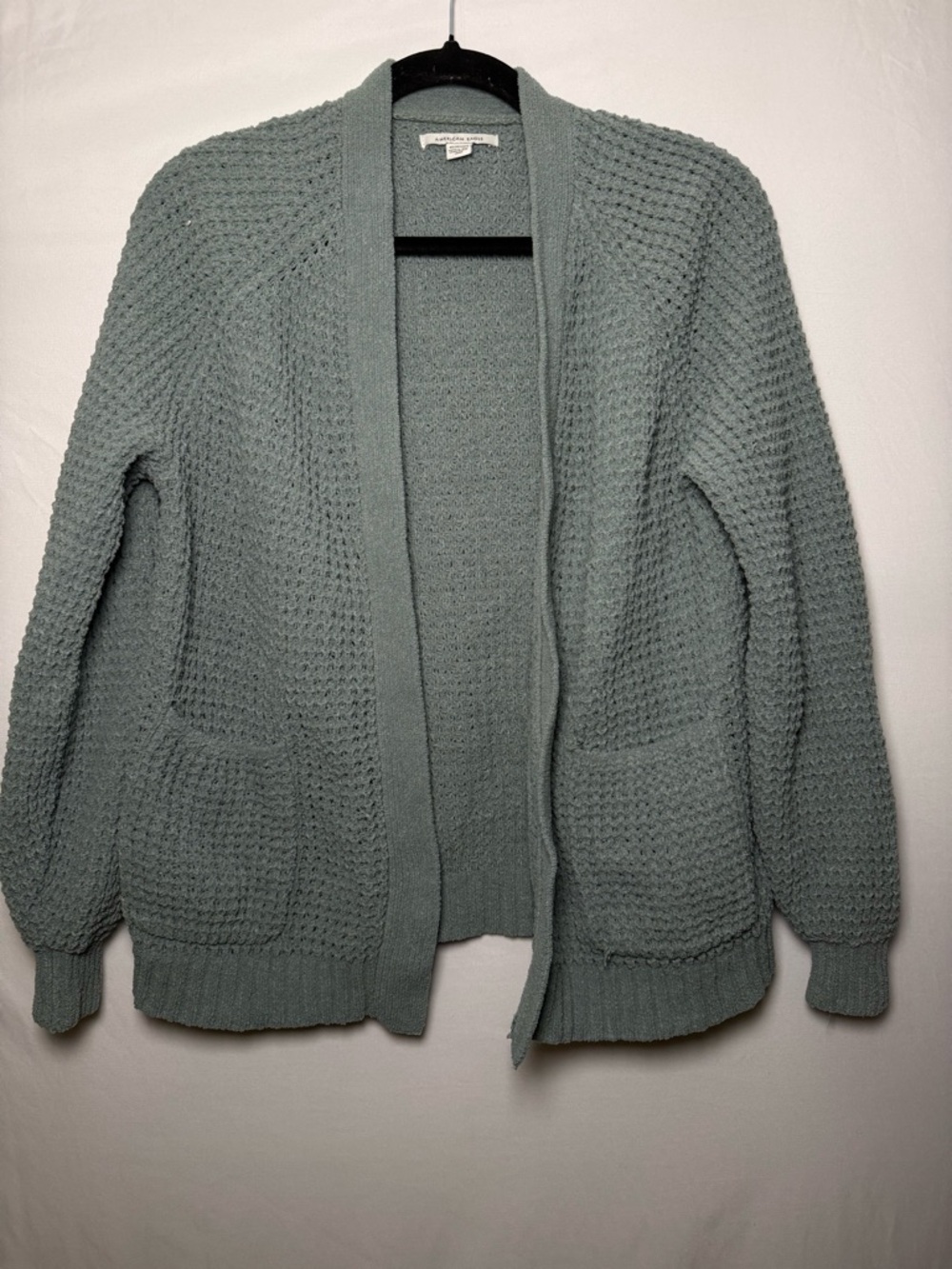 American Eagle Outfitters Open-Front Cardigan in Sage Green